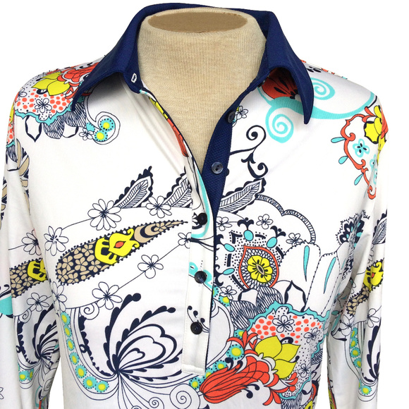 Callaway White Navy Floral Golf Polo Shirt M - Picture 2 of 5